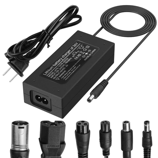 42V 2A Electric Scooter Charger - Universal Charger for 36V Li-ion Battery with 6 Connectors and 1 Storage Bag for Xiaomi M365 Ninebot E-Scooter Balance Scooter Electric Skateboard Hoverboard